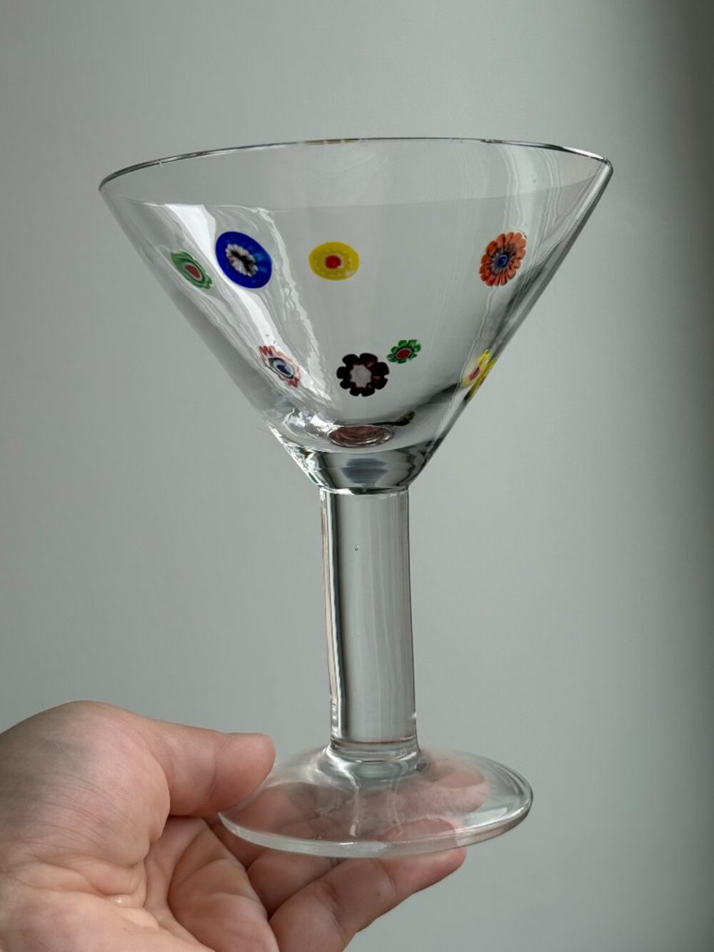 1 Murano Blown Glass Leonardo Millefiori Cocktail Margarita Vintage Cup